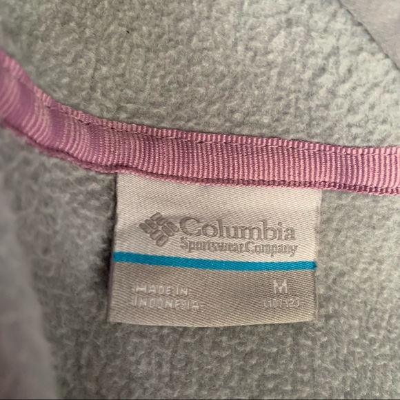 Columbia Size Medium Girls Pink Gray Full Zip Side Pockets Hoodie Fleece Jacket - Picture 3 of 4